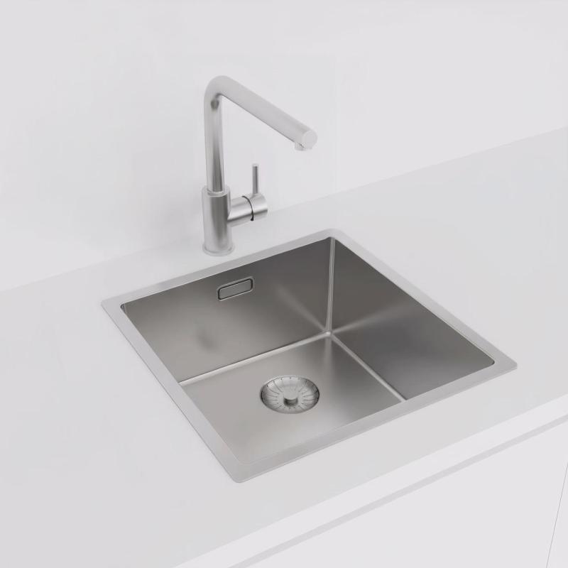 Pure.Sink Prestige Edelstahlspüle 40x40 cm 10mm Radius Unterbau, Flachbau und Aufbau PPG4040-02