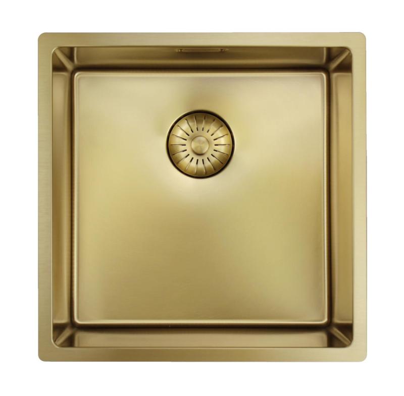 Pure.Sink Prestige Spüle 40x40 cm PVD Gold 10mm Radius Unterbau, Flachbau und Aufsatz PPG4040-60