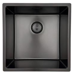 Pure.Sink Prestige Spüle 40x40 cm PVD Gun Metal 10 mm Radius Unterbau, Flachbau und Aufsatz PPG4040-61