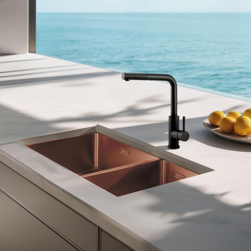 Pure.Sink Elite Steel Spark-S Küchenarmatur Mattschwarz mit ausziehbarem Auslauf PS8041-10