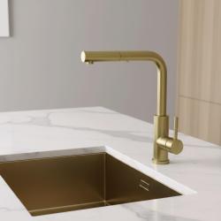 Pure.Sink Elite Steel Spark-S Küchenarmatur PVD gebürstetes Gold mit ausziehbarem Auslauf PS8041-60