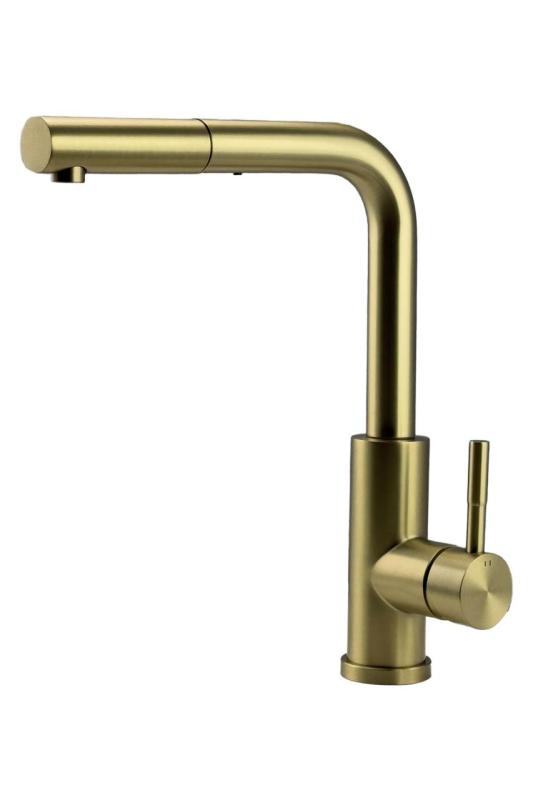 Pure.Sink Elite Steel Spark-S Küchenarmatur PVD gebürstetes Gold mit ausziehbarem Auslauf PS8041-60