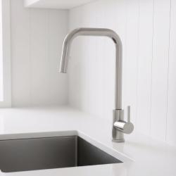 Pure.Sink Elite Steel Crystal-S Küchenarmatur Edelstahl mit ausziehbarem Auslauf PS8050-02