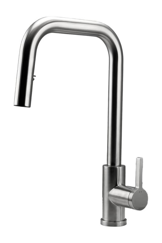 Pure.Sink Elite Steel Crystal-S Küchenarmatur Edelstahl mit ausziehbarem Auslauf PS8050-02