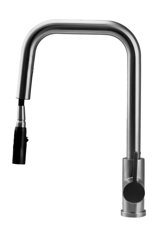 Pure.Sink Elite Steel Crystal-S Küchenarmatur Edelstahl mit ausziehbarem Auslauf PS8050-02