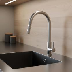 Pure.Sink Elite Steel Stream-S Küchenarmatur Edelstahl mit ausziehbarem Auslauf PS8045-02