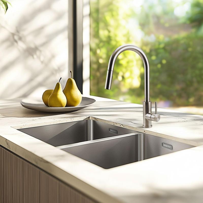 Pure.Sink Elite Steel Stream-S Küchenarmatur Edelstahl mit ausziehbarem Auslauf PS8045-02
