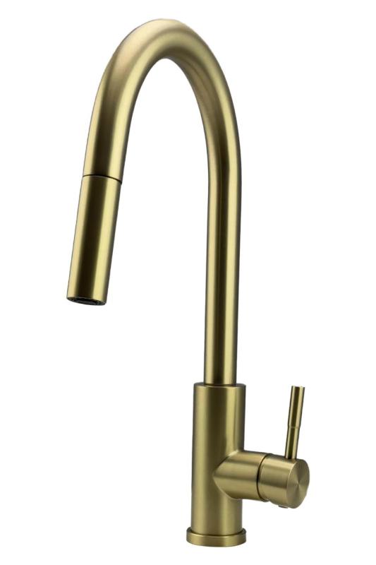 Pure.Sink Elite Steel Stream-S Küchenarmatur PVD gebürstetes Gold mit ausziehbarem Auslauf PS8045-60.