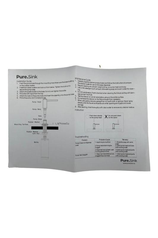 Pure.Sink Elite Steel Shine Einbau-Seifenspender Matt Schwarz von oben nachfüllbar PS9010-10