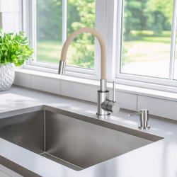 Quadri Bristol Küchenarmatur aus Edelstahl mit flexiblem beigem Auslauf 1208967664