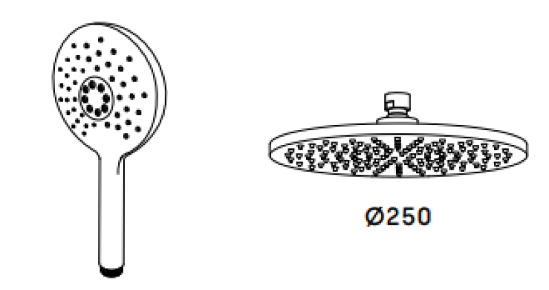 Wasserevolution Flow Duschkombination mit Regenbrause PVD gebürstet Kupfer 250mm T141NR25CPE