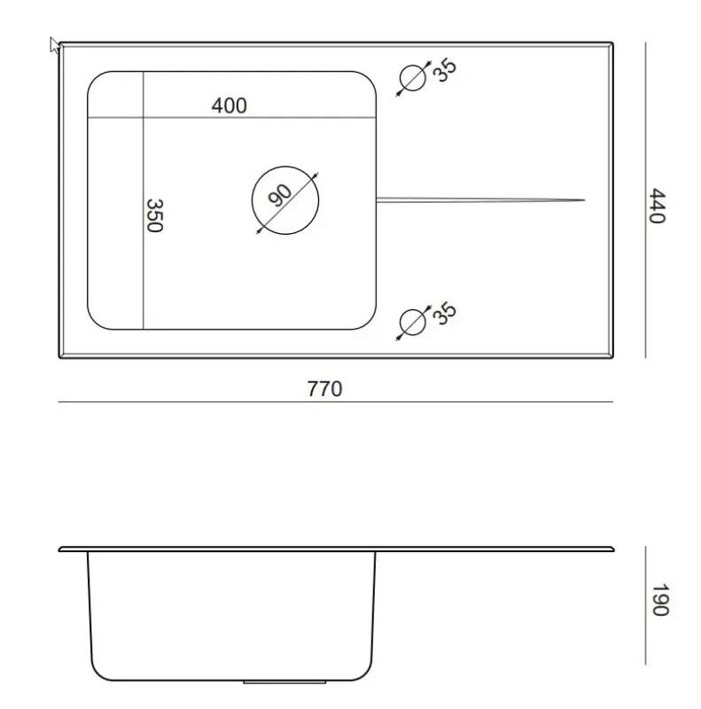 Quadri Glazz Set mit Küchenarmatur und Aufbauspüle aus Edelstahl mit Abtropffläche aus schwarzem Glas - 77x44cm Reversibel - 1208967734