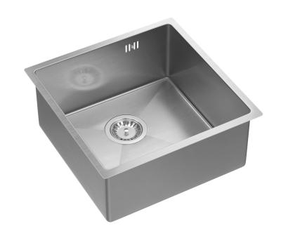 Aquadesign Zara Edelstahlspüle 44 x 44 cm Unterbau, Einbau und Aufsatz mit Edelstahlstopfen – 1208967760
