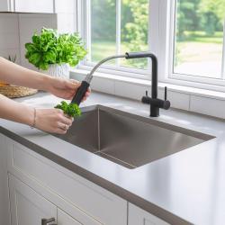 Quadri Ellesmere Küchenarmatur Schwarz 3-Wege mit einem zusätzlichen Anschluss für gefiltertes Wasser 1208967780
