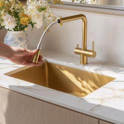 Quadri Ellesmere Küchenarmatur PVD Gold 3-Wege mit zusätzlichem Anschluss für gefiltertes Wasser 1208967781