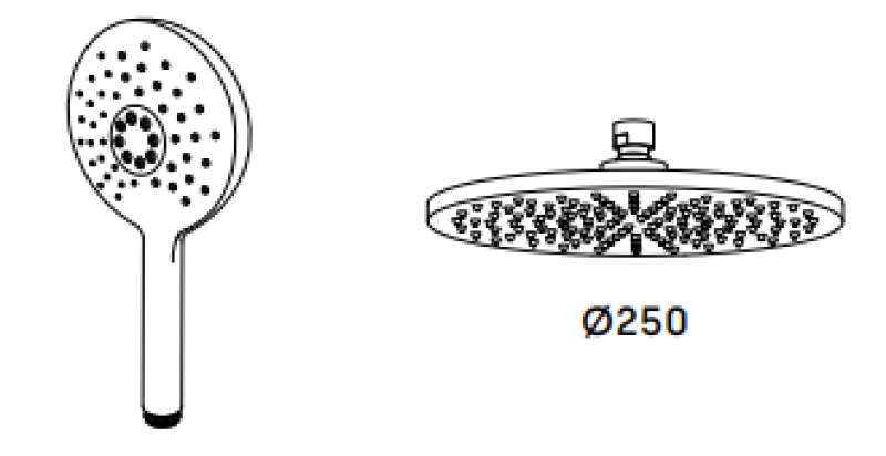 Waterevolution Flow thermostatische Duschkombination mit Regendusche Edelstahl 250mm rund T141TNR25IE
