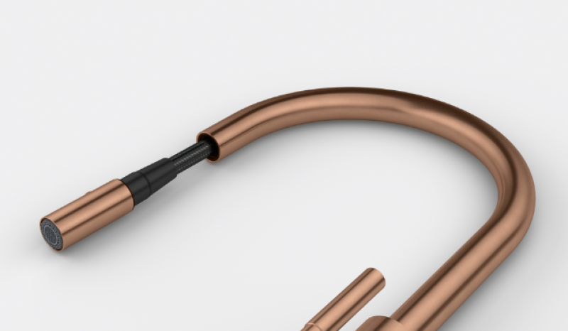 Franke Mythos Masterpiece Küchenarmatur Kupfer mit J-Auslauf und Ausziehbarem Brausekopf - 115.0711.557