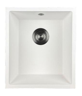 GraniteMy Universal Weiße Granitspüle 34 x 40 cm, weiß, Aufsatz, Unterbau und flächenbündig eingebaut, mit Gunmetal-Stopfen 1208967904