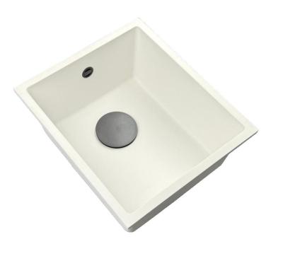 GraniteMy Universal Weiße Granitspüle 34 x 40 cm, weiß, Aufsatz, Unterbau und flächenbündig eingebaut, mit Gunmetal-Stopfen 1208967904