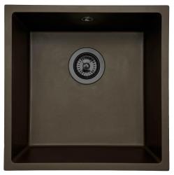 GraniteMy Universal Café Granitspüle 40x40 cm Aufsatz, Unterbau und Flachbau mit Gunmetal-Stöpsel - 1208967917