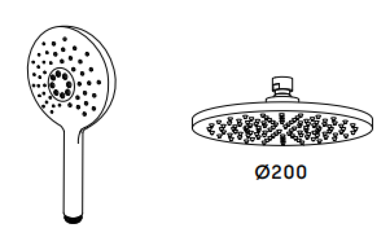 Waterevolution Flow Drei-Wege-Duschmischer mit Kopfbrause und runder Handbrause aus Edelstahl T131NRIE