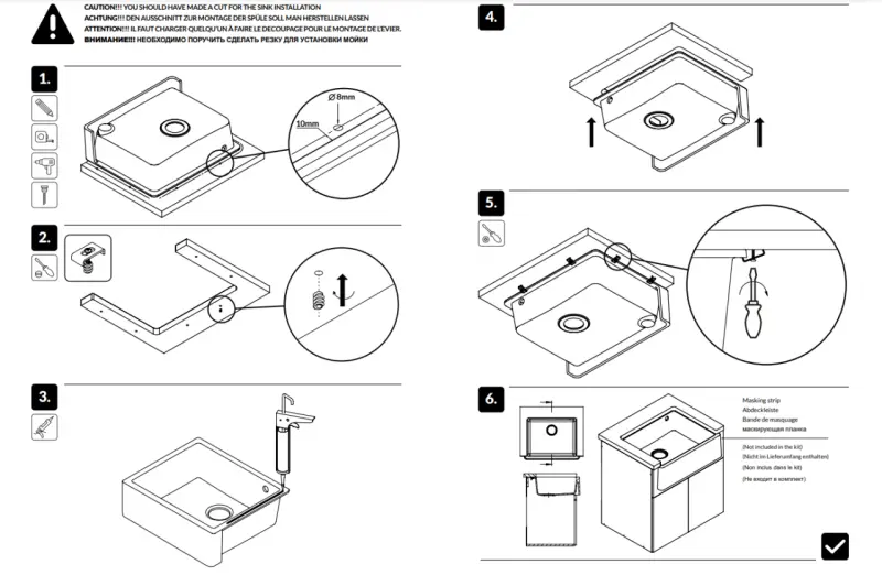 GraniteMy Tradition Ländliches Spülbecken Granitspüle 60x48 cm Schwarz Unterbau und Flachbau mit Kupferstopfen 1208967937