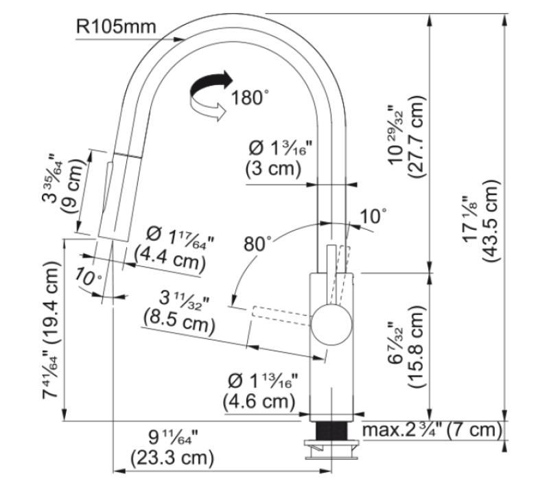 Franke Pescara J Einhebelmischer Schwarz mit Ausziehbarem Auslauf und Sprühfunktion 115.0575.968
