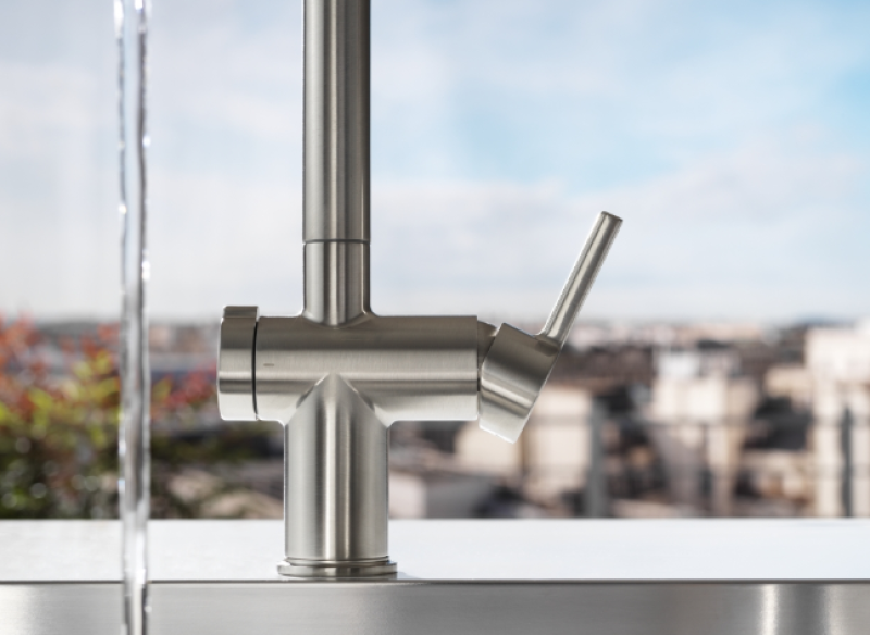 Franke Active Twist Einhebelmischer Edelstahloptik mit Ausziehbarer Brause und Integrierter Abflussbedienung 115.0653.505