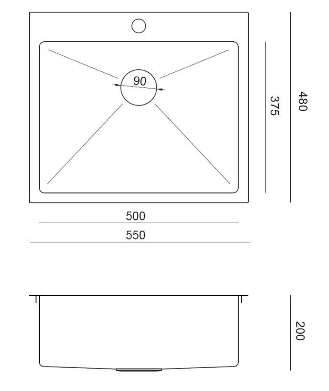 Aquadesign Clara Spülbecken Kupfer 55x48cm Aufsatz- oder Flacheinbau mit Armaturenbank und Kupferstopfen - 1208969505