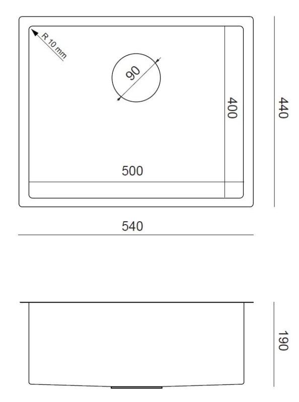Aquadesign Zara Spülbecken Kupfer 54x44cm Unterbau, Flachaufbau und Aufbau mit Kupferstopfen - 1208969513