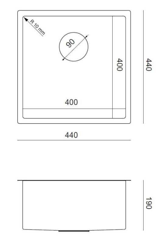 Aquadesign Zara Spüle Kupfer 44x44cm Unterbau, Flachbau und Aufbau mit Kupferstopfen - 1208969515