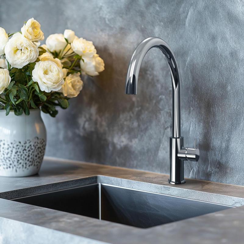 Waterevolution Flow Küchenarmatur mit rundem schwenkbarem Auslauf Chrom T158U01