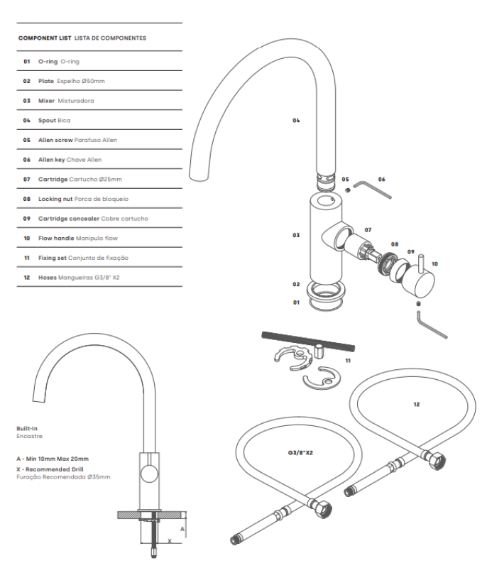 Wasserevolution Flow Küchenarmatur mit rundem schwenkbarem Auslauf in Kupfer T158UCPE