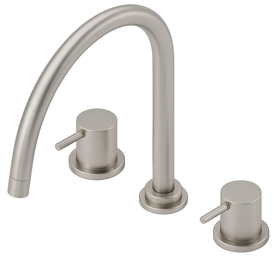 Wasserevolution Flow 3-Loch Küchenmischer mit schwenkbarem Auslauf und Anschluss für gefiltertes Wasser Edelstahl T152UIE