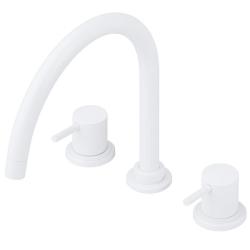 Wasserevolution Flow 3-Loch Küchenarmatur mit schwenkbarem Auslauf und Anschluss für gefiltertes Wasser, weiß, T152UBR