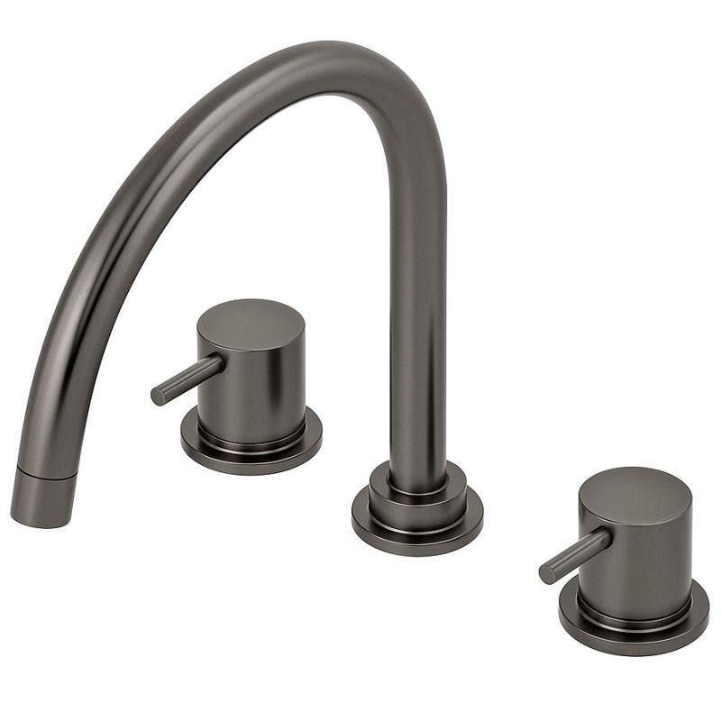 Waterrevolution Flow 3-Loch Küchenmischer mit schwenkbarem Auslauf und Filterwasseranschluss Gun Metal T152UGME
