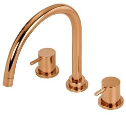 Wasserevolution Flow 3-Loch Küchenarmatur mit schwenkbarem Auslauf und Anschluss für gefiltertes Wasser Kupfer T152UCPE