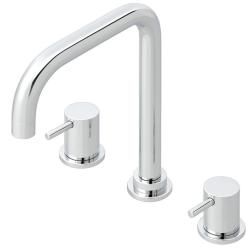 Wasserevolution Flow 3-Loch-Winkel-Küchenarmatur mit schwenkbarem Auslauf und Anschluss für gefiltertes Wasser Chrom T152H01