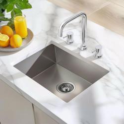 Wasserevolution Flow 3-Loch-Winkel-Küchenarmatur mit schwenkbarem Auslauf und Anschluss für gefiltertes Wasser Chrom T152H01