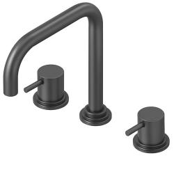 Wasserevolution Flow 3-Loch-Winkel-Küchenarmatur mit schwenkbarem Auslauf und Anschluss für gefiltertes Wasser, Gun Metal T152HGME