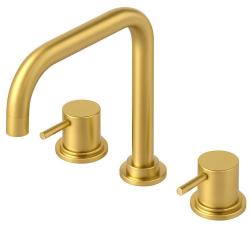 Waterevolution Flow 3-Loch-Winkel-Küchenmischer mit schwenkbarem Auslauf und Wasserfilteranschluss Light Gold T152HWGE