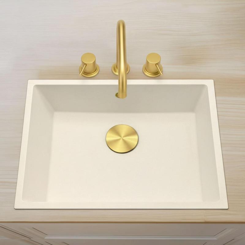 Waterevolution Flow 3-Loch-Winkel-Küchenmischer mit schwenkbarem Auslauf und Wasserfilteranschluss Light Gold T152HWGE