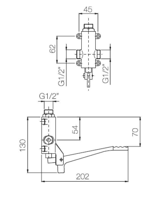 PB Pedal Line Fußpedal Mischbatterie Chrom für Wandmontage 1208969754