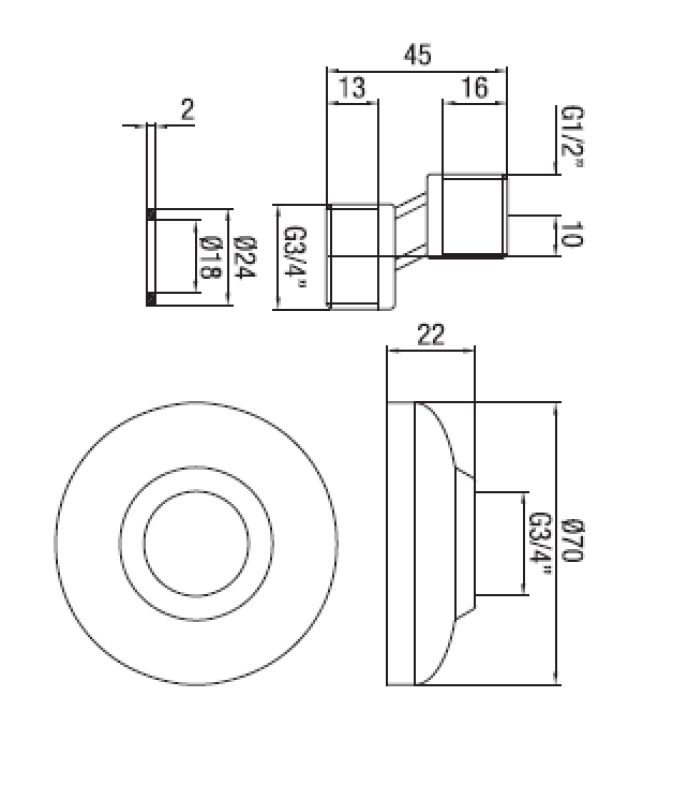 PB S-Kupplung Edelstahl 10mm Klassisch Exzentrisch 1/2” x 3/4” 1208969849