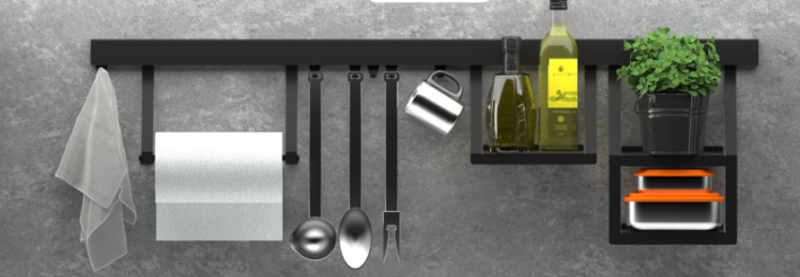 Epka Luxion Küchenrollenhalter für Küchenreling Metall Schwarz 1208969968