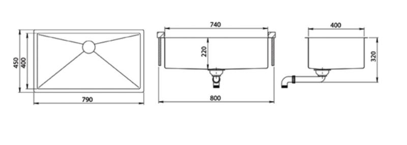 Ausmann Mosel goldene große Spüle Edelstahl - PVD Gold 74x40 universell 1208970023