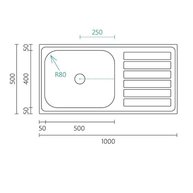 Banka Centurio 100-50 Edelstahlspüle Aufsatz 100 x 50 cm mit Abtropffläche 1208970030