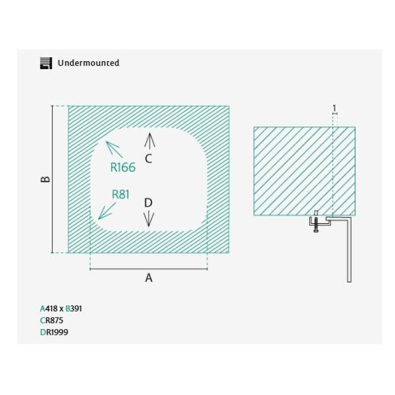 Banka Denver Edelstahlspüle 41 x 41 cm Unterbau 1208970049