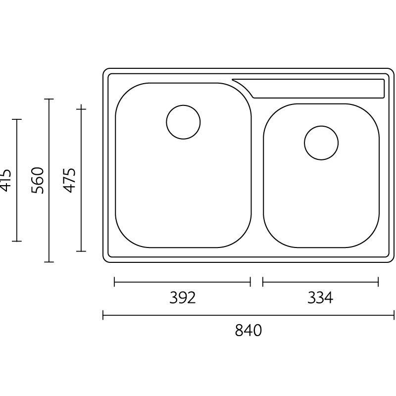 Banka Princess Edelstahl Doppelspülbecken Aufsatz 84x56 cm mit Hahnlochbank 1208970066