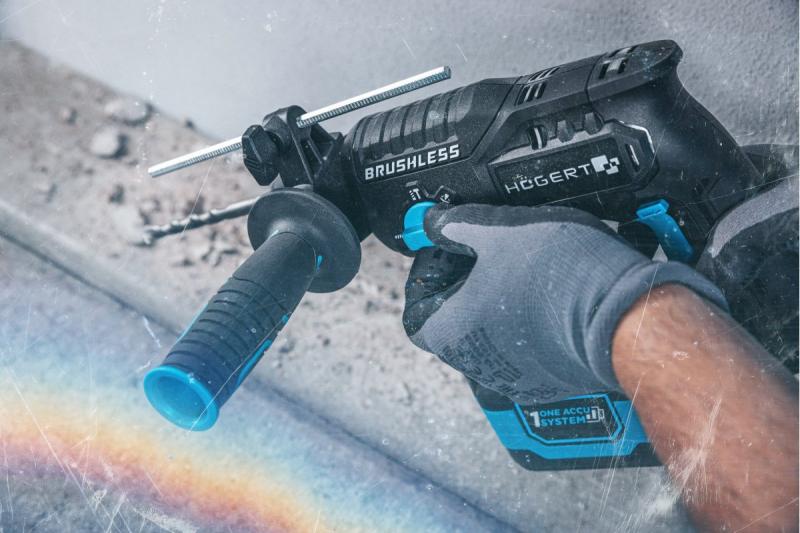 HÖGERT Akku-Schlagbohrmaschine, bürstenlos, 18V, mit Meißelfunktion